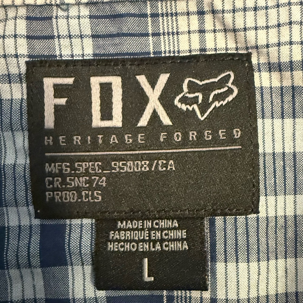Fox Racing Heritage Forged Blue Plaid Button Up Shirt Men’s Large - Picture 5 of 10